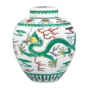 Lot 34: Doucai Covered Jar with Dragon Design 斗彩龙纹盖罐 - Image 2