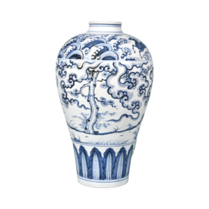 Lot 36: Blue and White Vase with Visiting Friend Design 青花携琴访友纹梅瓶 - Image 1