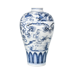 Lot 36: Blue and White Vase with Visiting Friend Design 青花携琴访友纹梅瓶 - Image 2