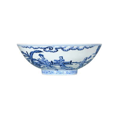Lot 38: Blue and White Bowl with Ladies Design 青花仕女纹碗