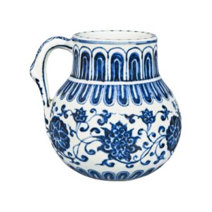 Lot 45: Blue and White Single-handled Jar with Floral Pattern 青花缠枝花卉纹单把罐 - Image 1