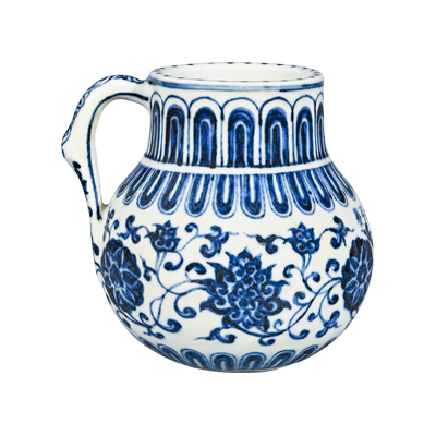 Lot 45: Blue and White Single-handled Jar with Floral Pattern 青花缠枝花卉纹单把罐