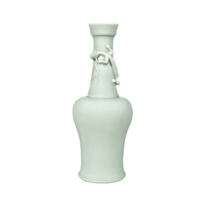 Lot 47: Celadon-Glazed Long-Necked Vase with Chilong Decoration 豆青贴螭龙长颈瓶 - Image 1