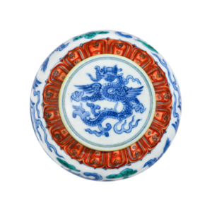 Lot 54: Doucai Jar with Ying Dragon Design 斗彩应龙纹天字罐 - Image 2