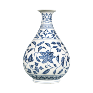 Lot 55: Blue and White Yuhuchun Vase with Intertwined Floral Design 青花缠枝花卉纹玉壶春瓶 - Image 2