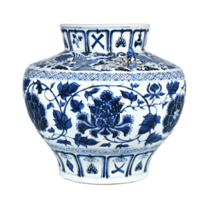 Lot 59: Blue and White Jar with Peony and Phoenix Design 青花牡丹凤纹双耳罐 - Image 2